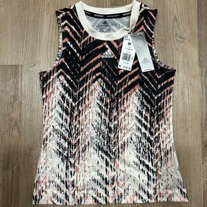 Adidas Women's Abstract Tank Top - Black, White, Pink